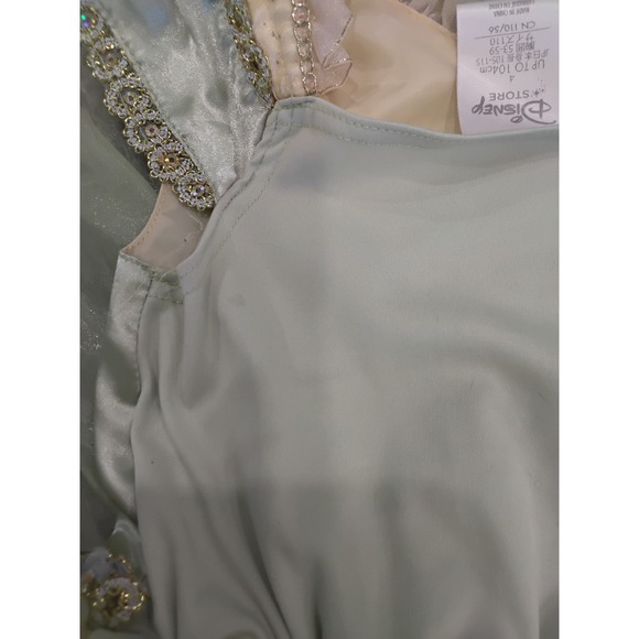 Disney Store Princess Tiana Costume Dress Girls Size 4 Green Gold Glitter Flower - Picture 6 of 6